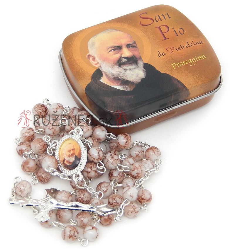 Rosary with  pill box - brown