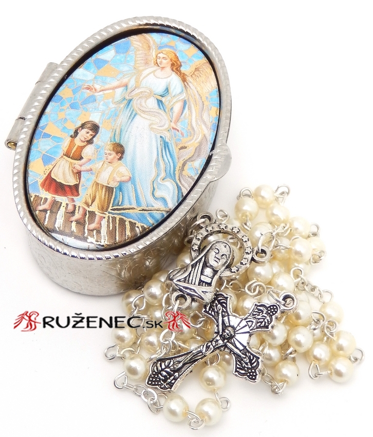 Rosary with zinc alloy box - Guardian Angel