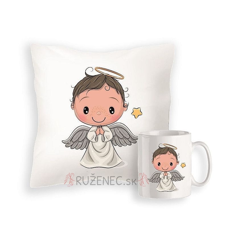 Pillow + mug with an angel - boy