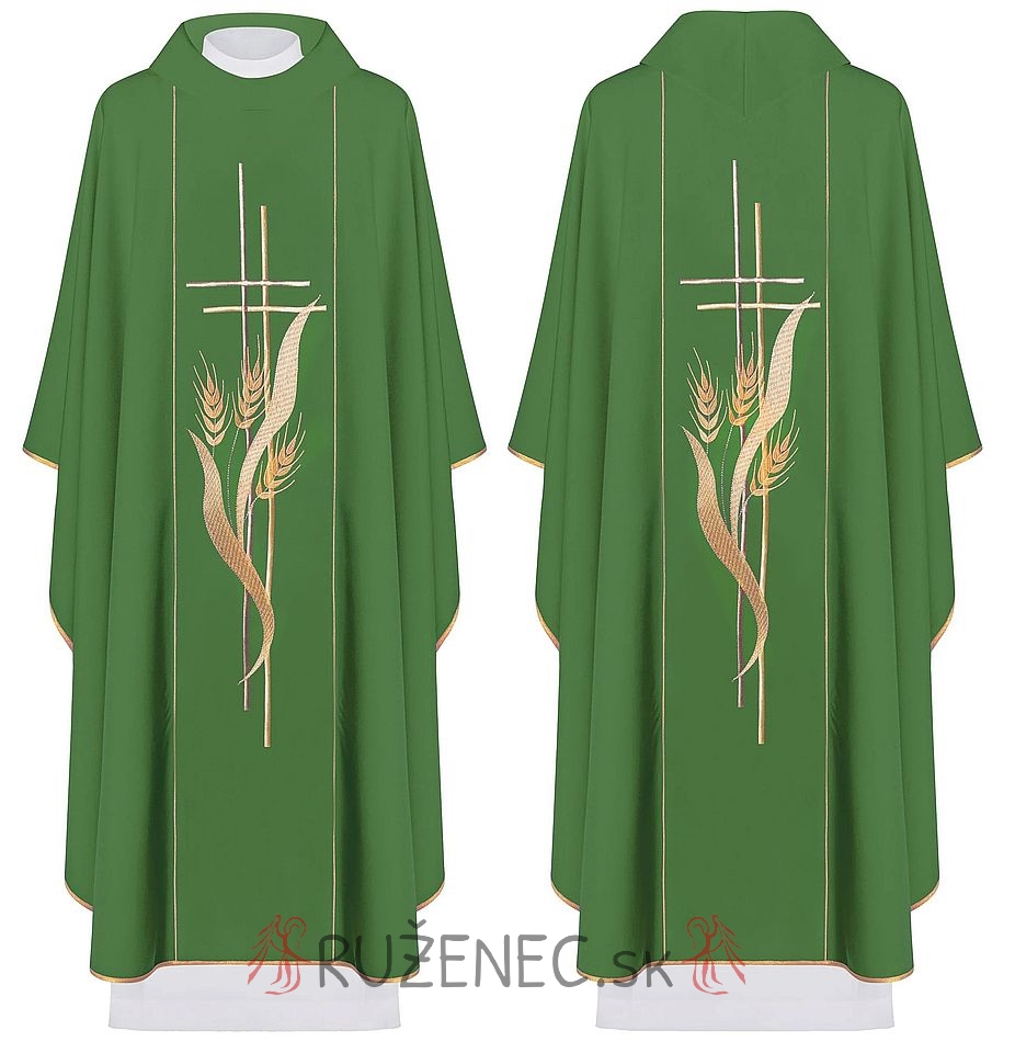 Green Chasuble - embroidery Cross + cobs