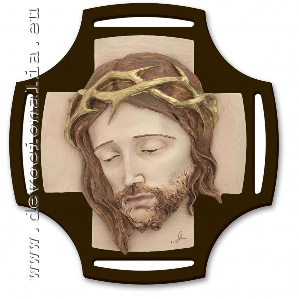 Kristova hlava  -  relifny ivicov obraz - 28x29cm