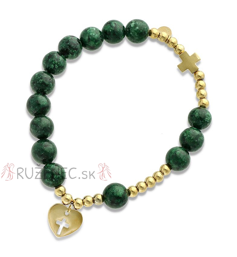 Exkluzvny ruenec na ruku - zelen jaspis perly