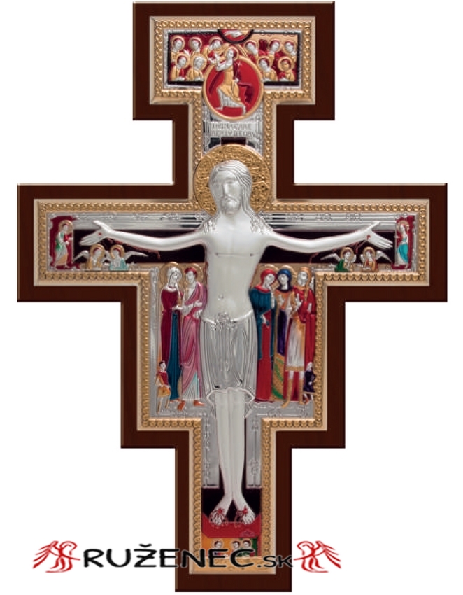 Striebrená plaketa 25cm - Kríž San Damiano